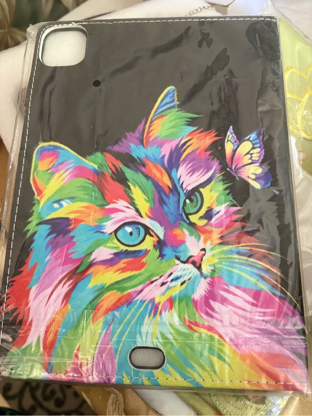 Rainbow Cat &  Butterfly Black 11”  M20 Case IPad Air  New